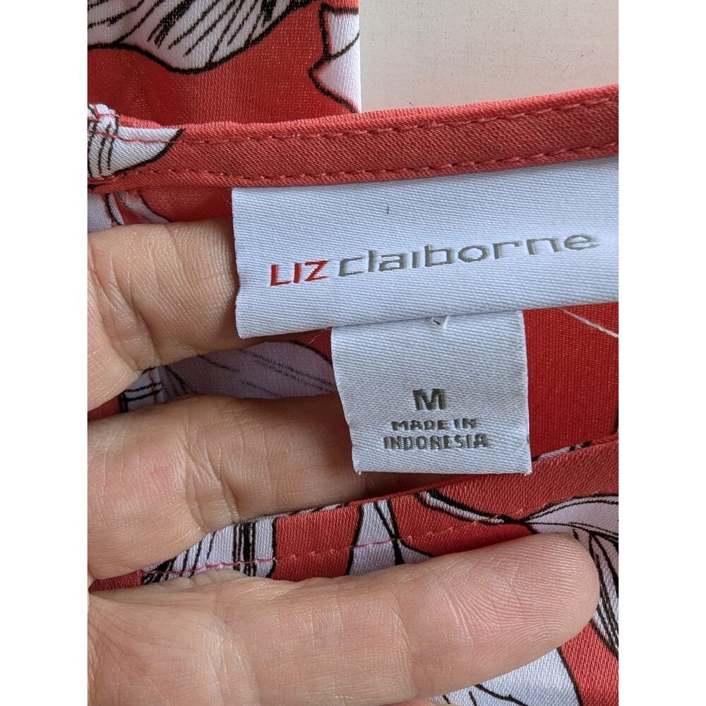 Womens Liz Clayborne Blouse, Size M, Melon color Floral 90s Y2K - Picture 6 of 10